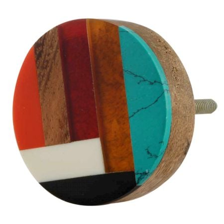 Multicolor Resin And Wood Cabinet Knob
